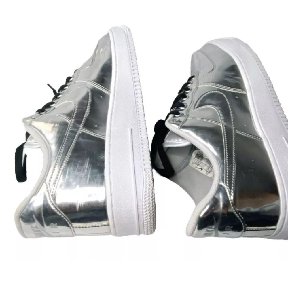 Nike Air Force 1 Low Metallic Chrome Womens Size 13.5 Shoes CQ6566-001 Silver - Picture 7 of 14